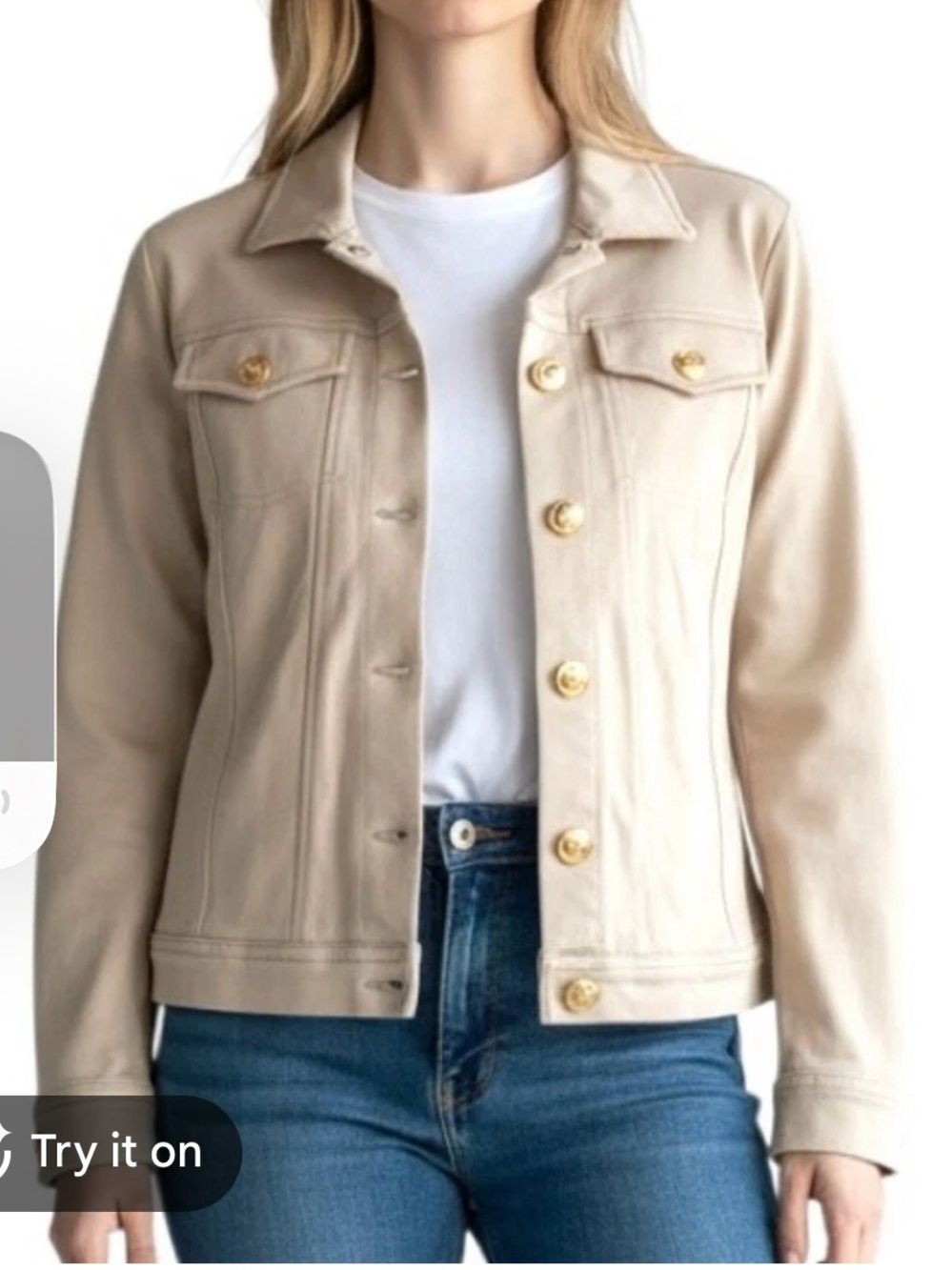 Cynthia Rowley Sandstone Beige Button-Front Jacket Size Large